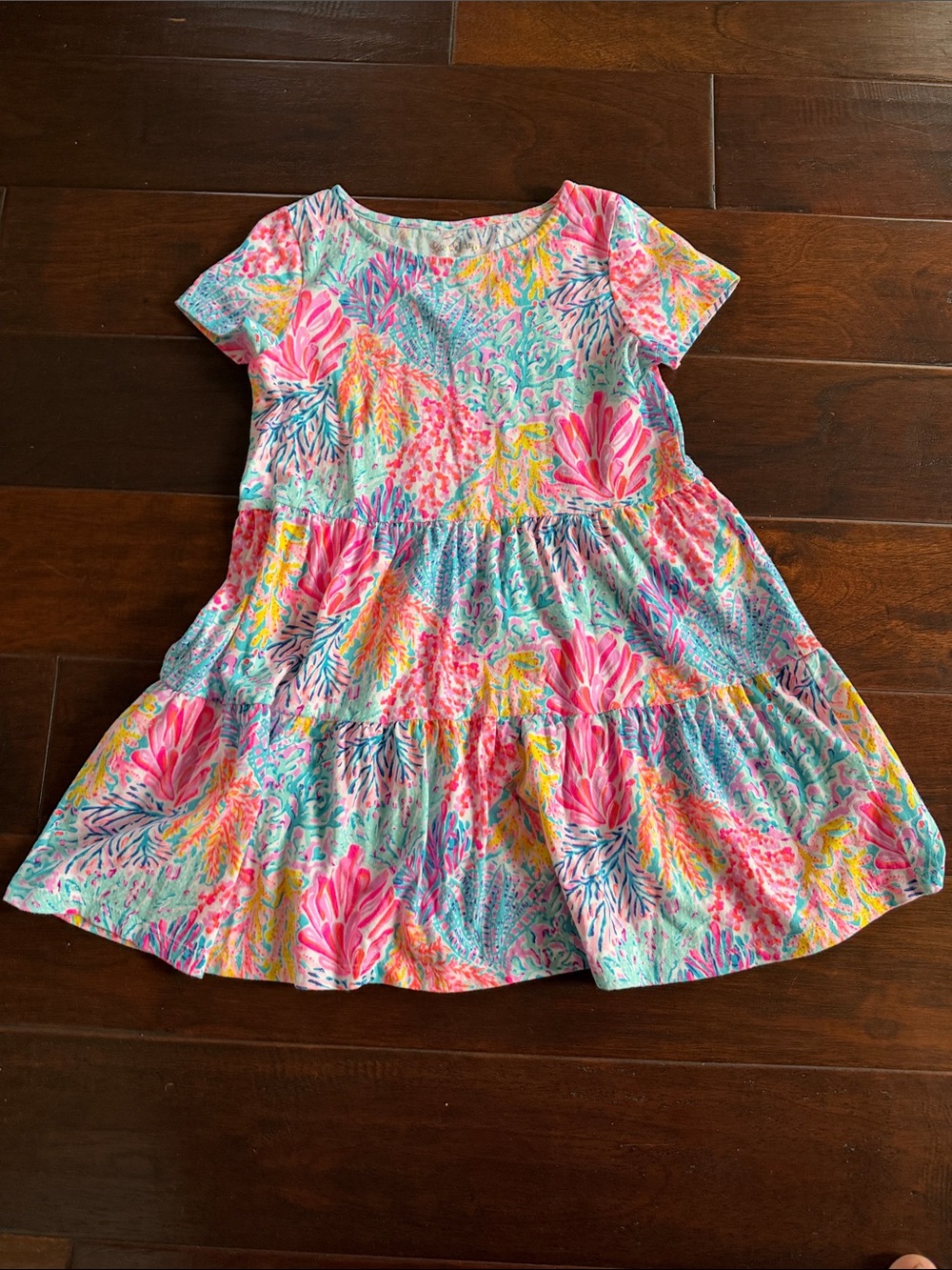 Lilly Pulitzer Girls' Pink & Aqua Floral Tiered Dress